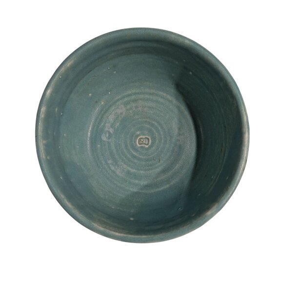 Handmade Studio Pottery Bowl Turquoise Glaze Signed 1950s - Picture 2 of 16
